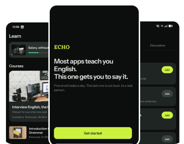 Preview of the Echo mobile learning app