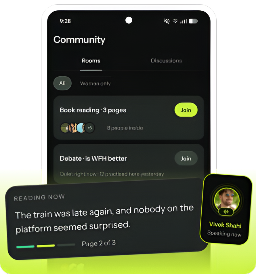 Echo community rooms and live reading activity